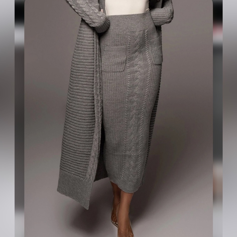 Plain High Waist Plain Sweater Skirt - Picture 2 of 10